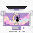 Moon Magic Neko Gaming Mousepad with Pastel Goth Cat Design - Cosparty