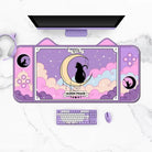 Moon Magic Neko Gaming Mousepad with Pastel Goth Cat Design - Cosparty
