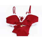 Mrs. Claus Inspired Lingerie Set with Bow Embellishments - Cosparty