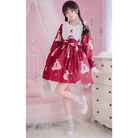 Musical Bunny Printed Lolita Dress in Red Wine Instock - dress