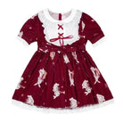 Musical Bunny Printed Lolita Dress in Red Wine Instock - Cosparty