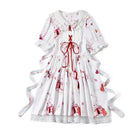 Musical Bunny Printed Lolita Dress in Red Wine Instock - Cosparty