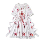 Musical Bunny Printed Lolita Dress in Red Wine Instock - dress