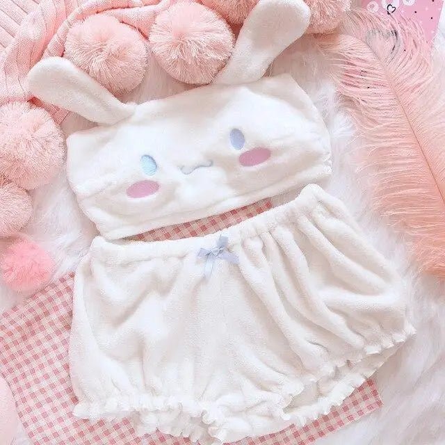 My Melody and Cinnamoroll Inspired Ultra Plush Lingerie Set Org Instock - Cosparty