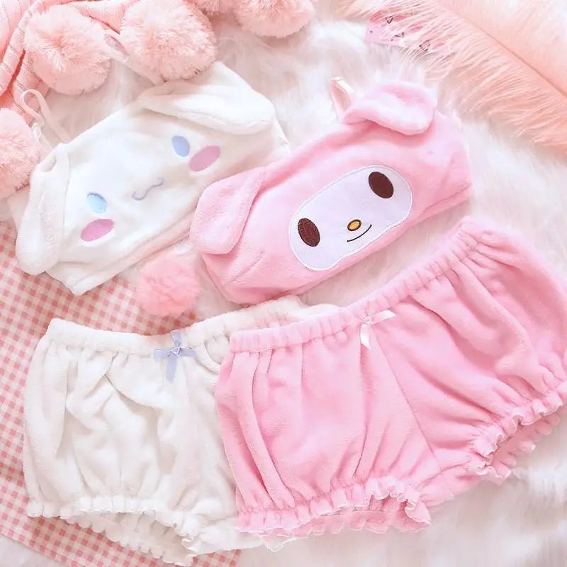 My Melody and Cinnamoroll Inspired Ultra Plush Lingerie Set Org Instock - Cosparty