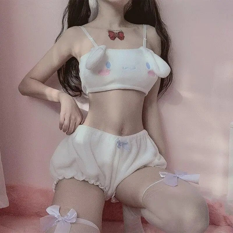 My Melody and Cinnamoroll Inspired Ultra Plush Lingerie Set Org Instock - Cosparty