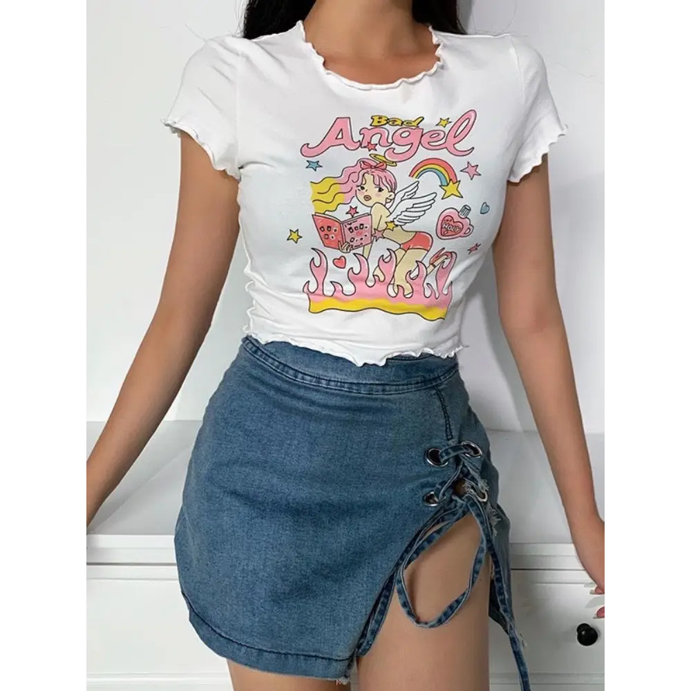 Naughty Angel-Inspired Girly Crop Top - crop top