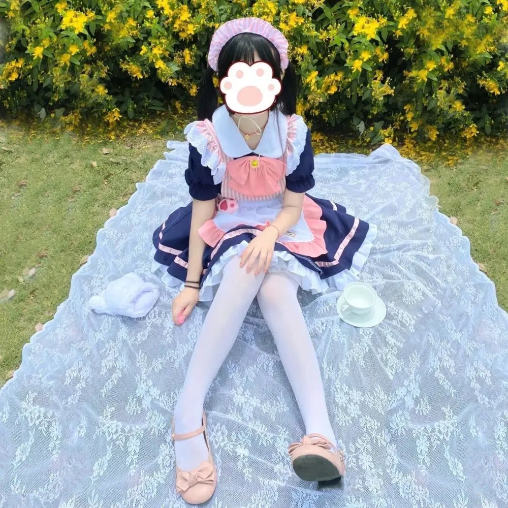 Navy Blue Puppy Inspired Ruffled Maid Cosplay Set - Cosparty