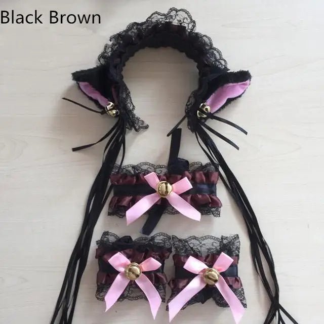 Neko Kitty Cat Complete Set with Headband, Collar, and Bracelets - Cosparty