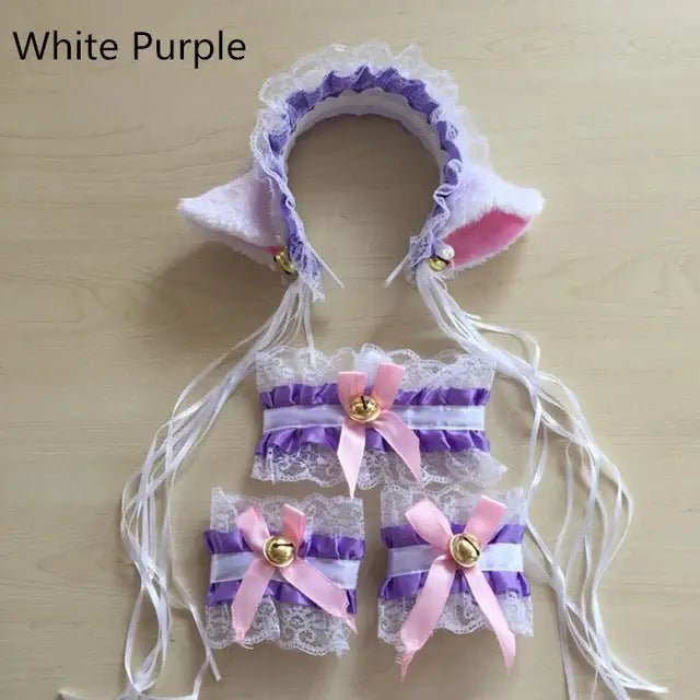 Neko Kitty Cat Complete Set with Headband, Collar, and Bracelets - Cosparty