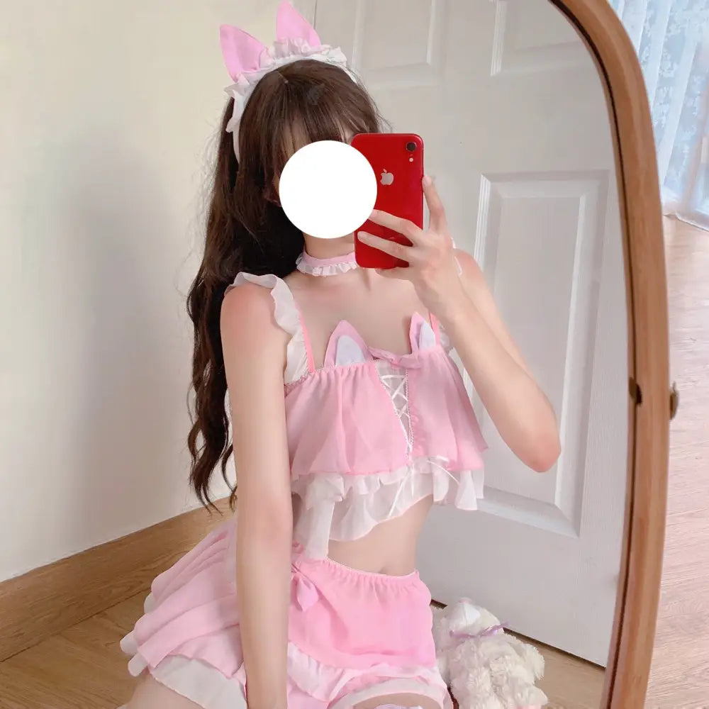 Neko Maid Inspired Lingerie Set for Kawaii Lovers - lingerie