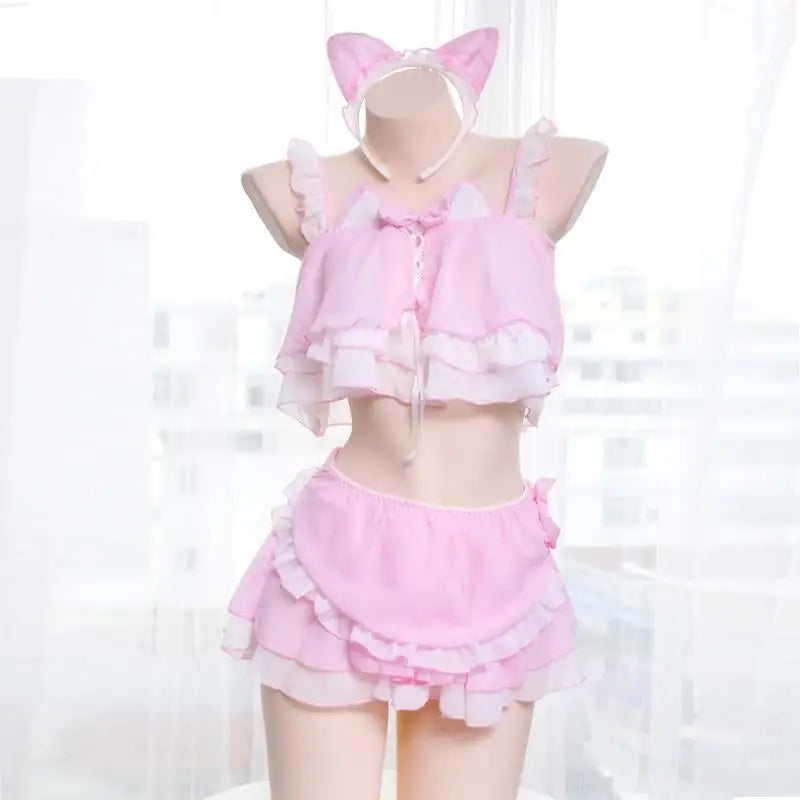 Neko Maid Inspired Lingerie Set for Kawaii Lovers - lingerie