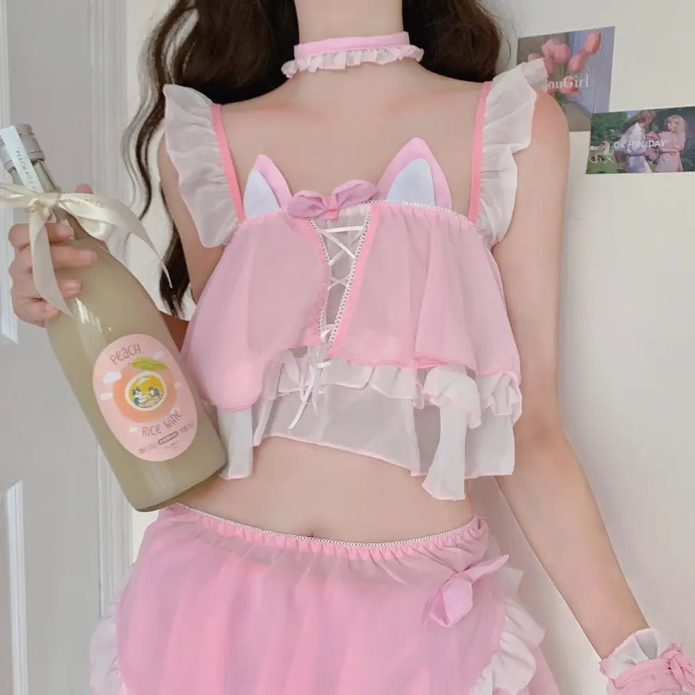 Neko Maid Inspired Lingerie Set for Kawaii Lovers - Cosparty