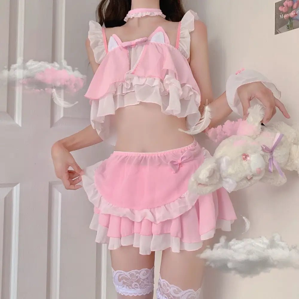 Neko Maid Inspired Lingerie Set for Kawaii Lovers - Cosparty