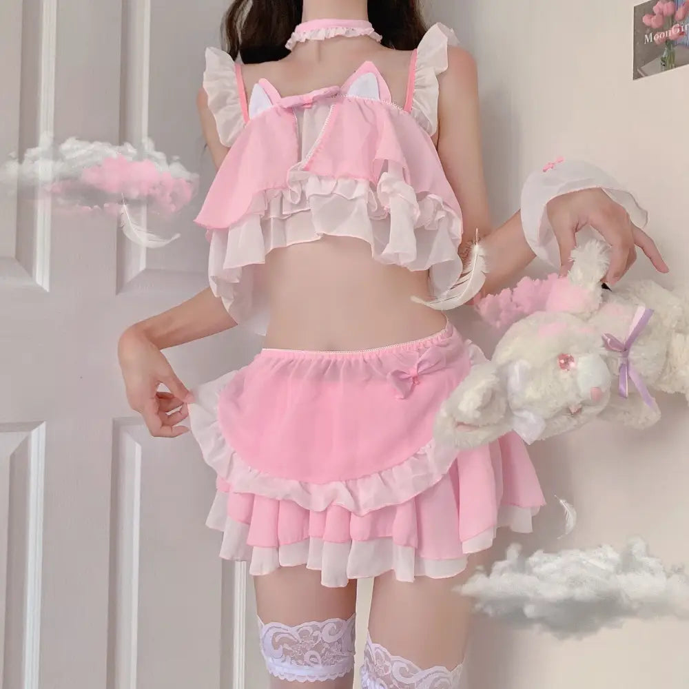 Neko Maid Inspired Lingerie Set for Kawaii Lovers - lingerie