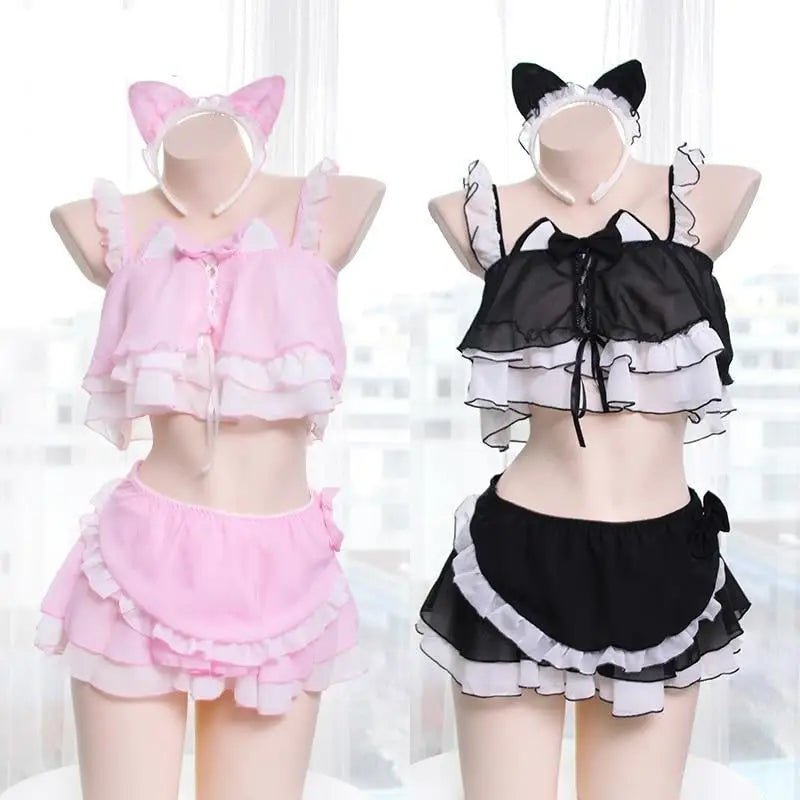 Neko Maid Inspired Lingerie Set for Kawaii Lovers - Cosparty