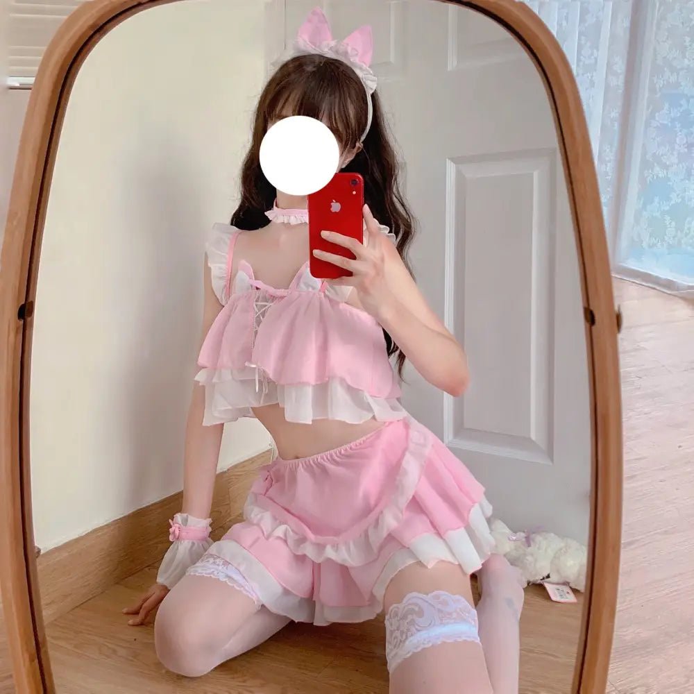 Neko Maid Inspired Lingerie Set for Kawaii Lovers - Cosparty