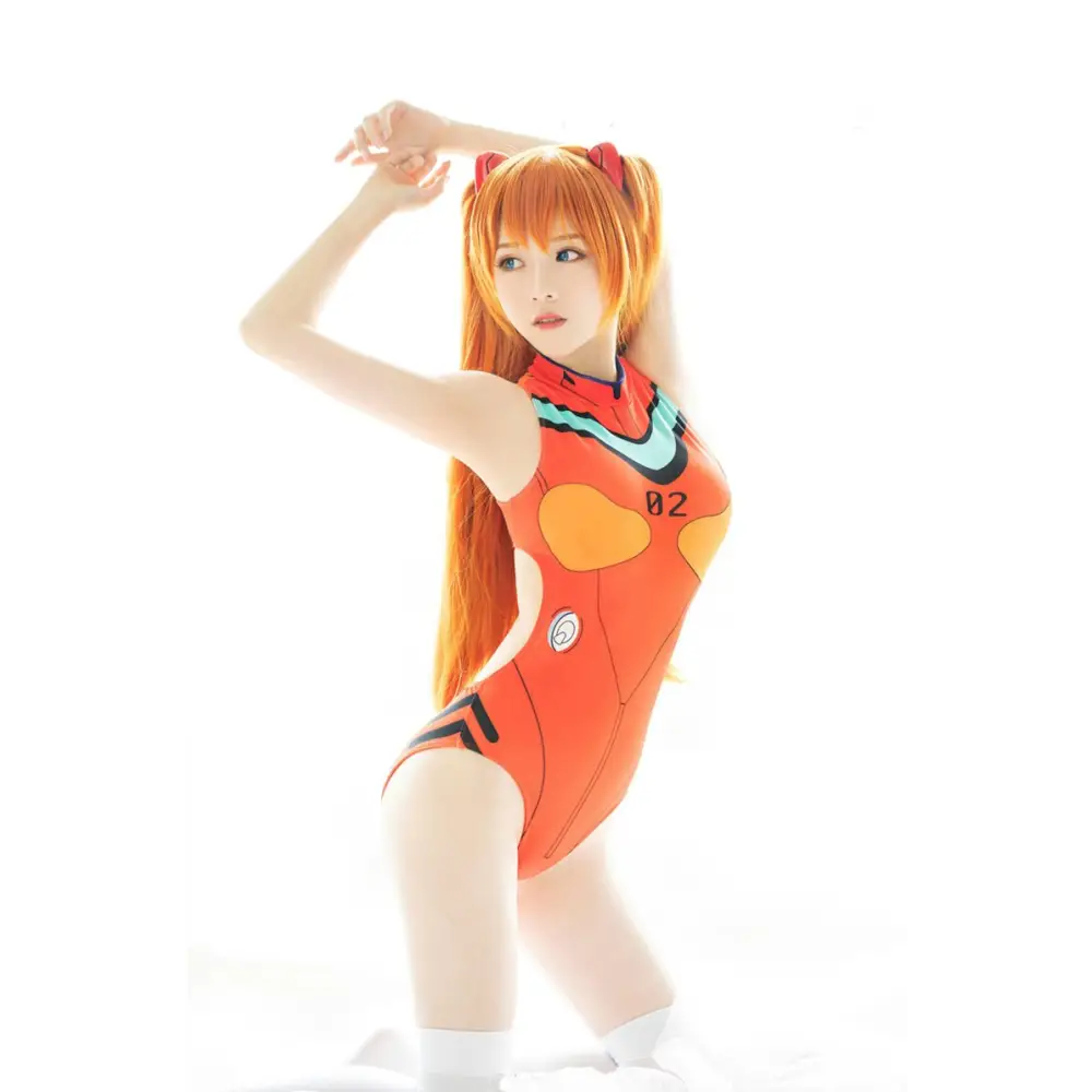 Neon Genesis Inspired Gamer Girl Bodysuit with Built-In Bra Liner - bodysuit