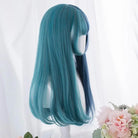 Ocean Blue Long Wavy Lolita Wig with Sweet Fringe - wigs