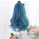 Ocean Blue Long Wavy Lolita Wig with Sweet Fringe - wigs