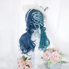 Ocean Blue Long Wavy Lolita Wig with Sweet Fringe - wigs