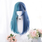 Ocean Blue Long Wavy Lolita Wig with Sweet Fringe - wigs