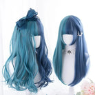 Ocean Blue Long Wavy Lolita Wig with Sweet Fringe - wigs