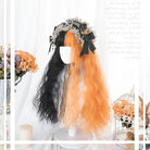 Orange and Black Lolita Wig with Sweet Fringe for Gothic Aesthetic - wig