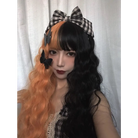 Orange and Black Lolita Wig with Sweet Fringe for Gothic Aesthetic - wig