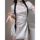 Oriental Cheongsam Inspired Kimono Dress with Cut-Outs - dress