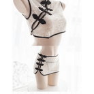 Oriental Inspired Lingerie Set with Lace and Asymmetrical Fastenings - Cosparty
