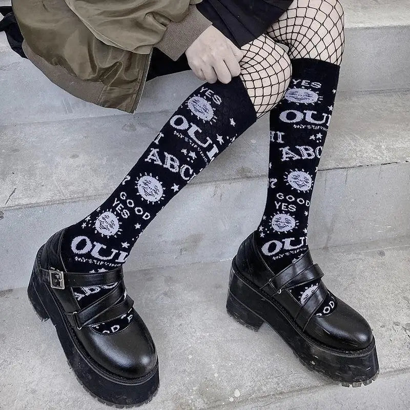 Ouija Board Knee Socks for Cozy Gothic Style - Cosparty