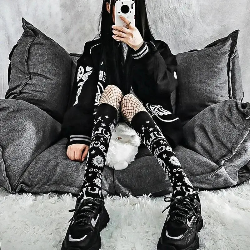 Ouija Board Knee Socks for Cozy Gothic Style - Cosparty