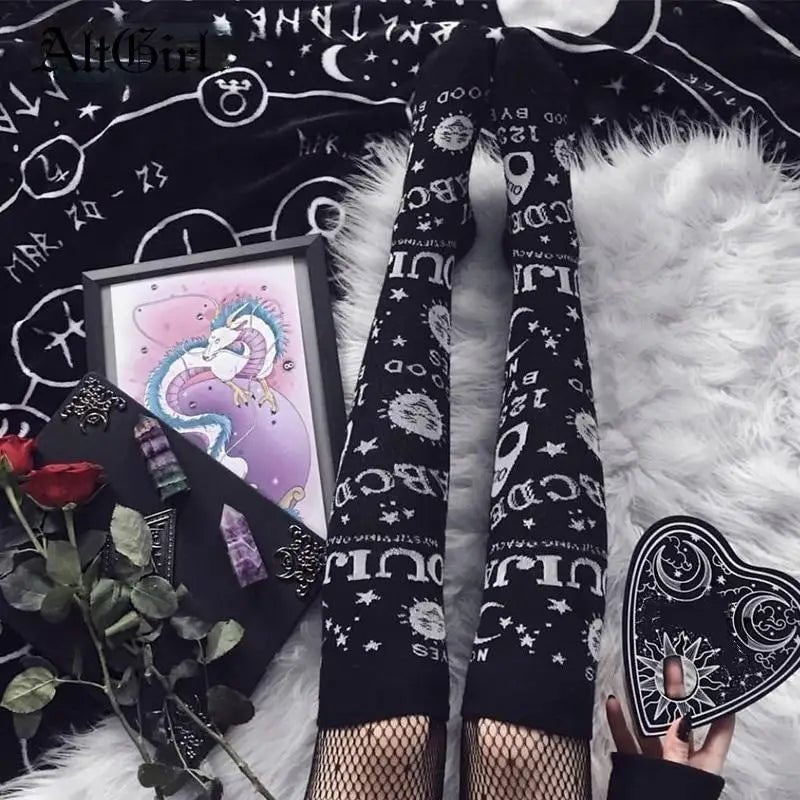 Ouija Board Knee Socks for Cozy Gothic Style - Cosparty