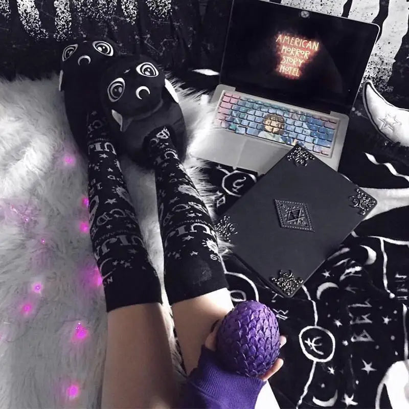 Ouija Board Knee Socks for Cozy Gothic Style - socks