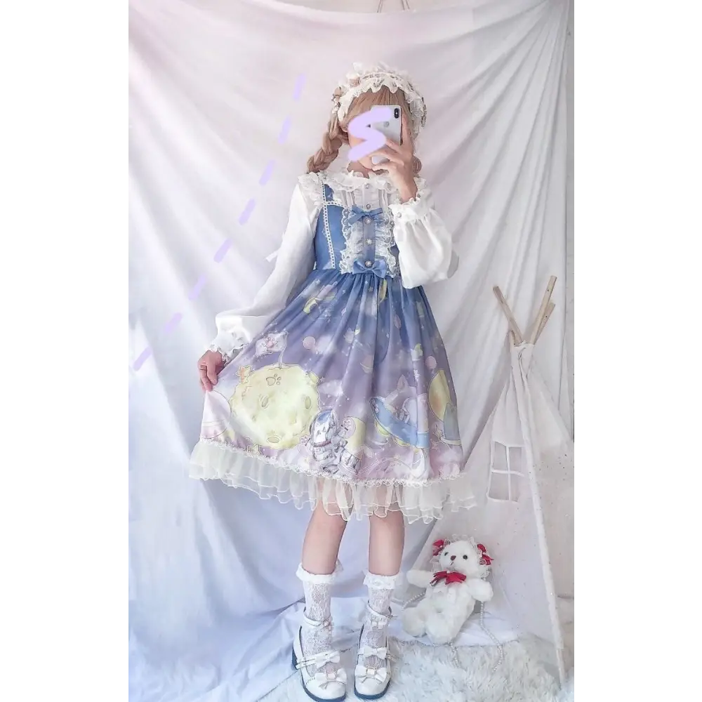 Space Travel Lolita Dress - Purple - alien, aliens, cat, dresses, et