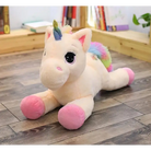 Oversized Unicorn Plushie with Holographic Horn and Rainbow Mane - Plush