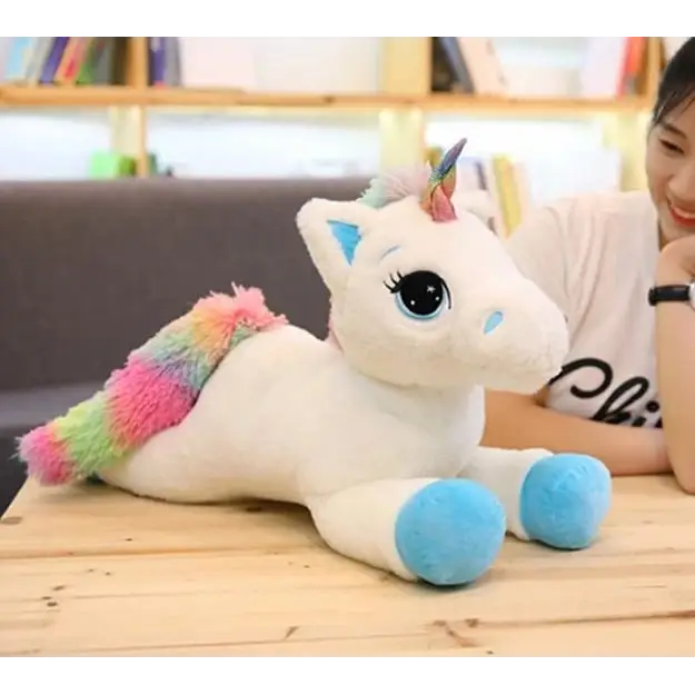 Jumbo Rainbow Unicorn Plush - 40cm / Blue - Plush