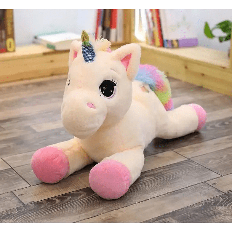 Oversized Unicorn Plushie with Holographic Horn and Rainbow Mane - Cosparty