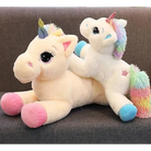 Oversized Unicorn Plushie with Holographic Horn and Rainbow Mane - Plush