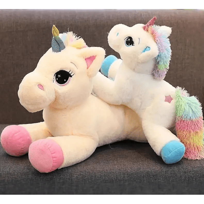Oversized Unicorn Plushie with Holographic Horn and Rainbow Mane - Cosparty
