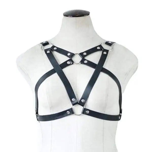 Pagan Inspired Pentagram Chest Harness in Vegan Leather - harness