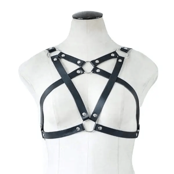 Pagan Inspired Pentagram Chest Harness in Vegan Leather - Cosparty