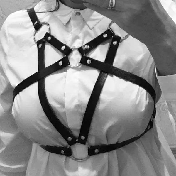 Pagan Inspired Pentagram Chest Harness in Vegan Leather - harness