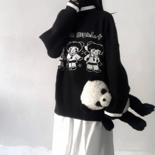 Panda Playgirl Gothic Anime Turtleneck Sweater with 48cm Sleeve Length - Cosparty