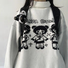 Panda Playgirl Gothic Anime Turtleneck Sweater with 48cm Sleeve Length - White / S - sweater