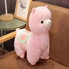 Pastel Alpaca Plush Toy with Candy Colored Saddle - 35cm / Pink - stuffed animal