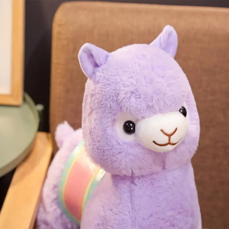 Pastel Alpaca Plush Toy with Candy Colored Saddle - stuffed animal