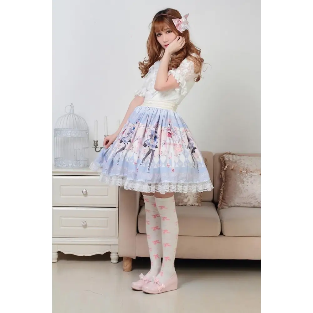 Pastel Anime Girl Lolita Skirt in Kawaii Fairy Kei Style - S - Skirts