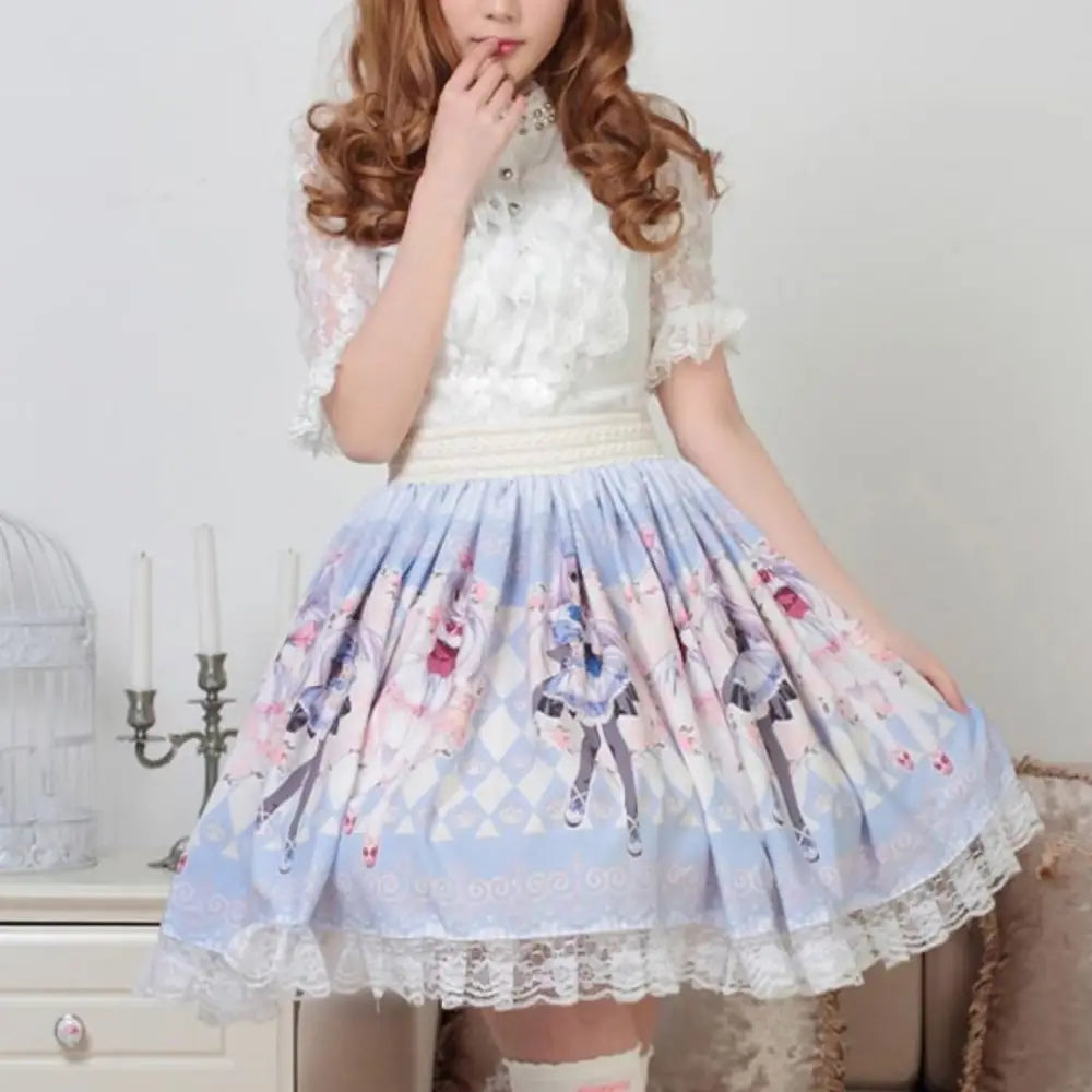 Pastel Anime Girl Lolita Skirt in Kawaii Fairy Kei Style - Skirts